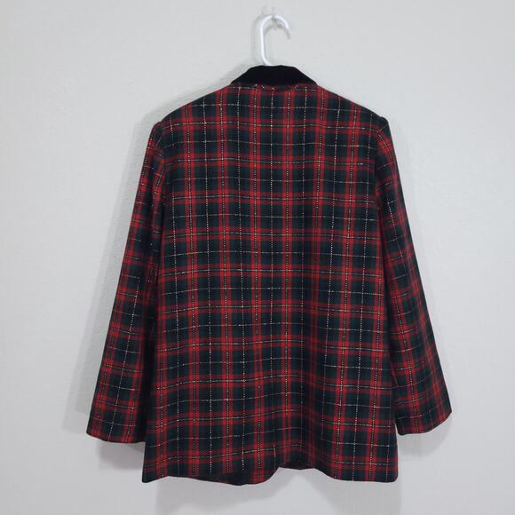 Radcliffe Blazer Womens 14 Vintage 90s Tartan Plaid Metallic Festive Par… - Picture 2 of 12